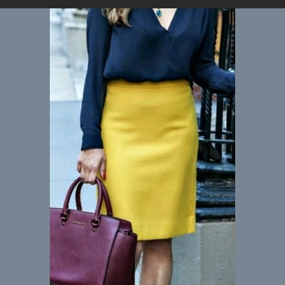 J. Crew Dresses & Skirts - J Crew Mustard Yellow Wool Silk Blend Black Label